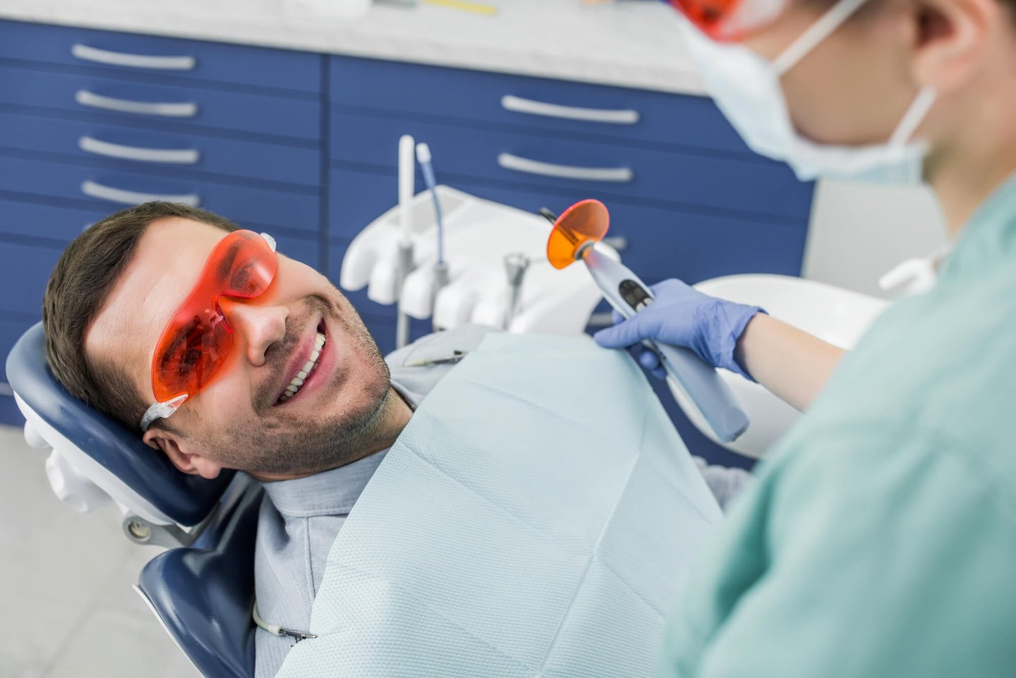 patient about to undergo park dental teeth whitening