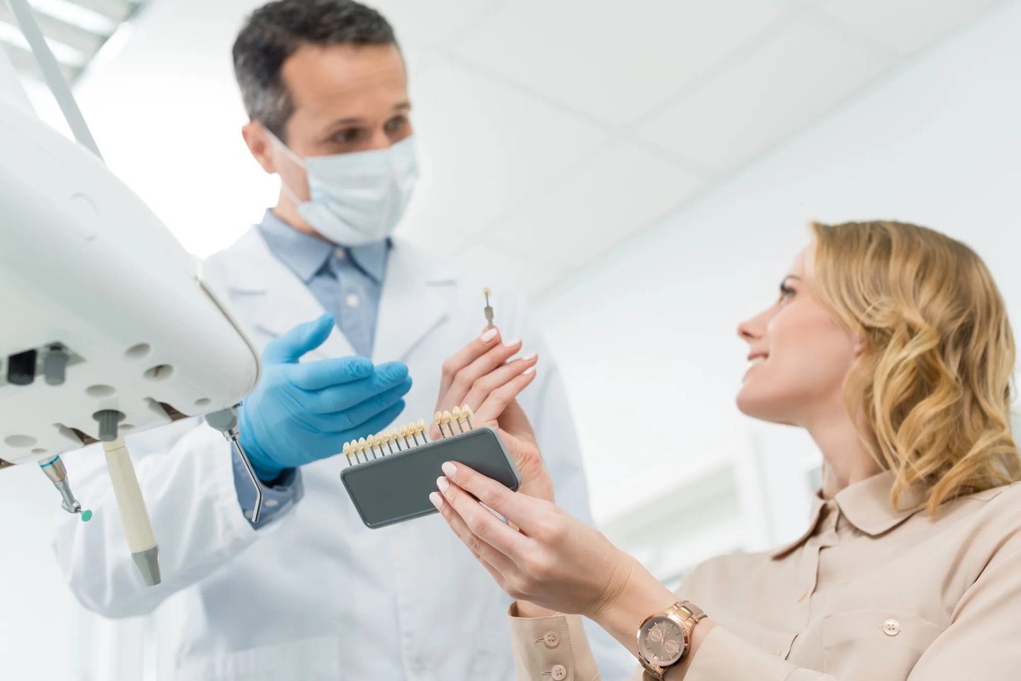Dentist preparing the woman for dental implants Orlando FL